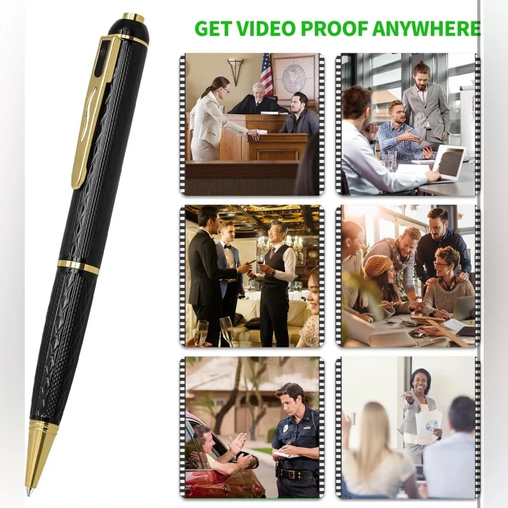 Black and Gold Spy Pen Camera with 64GB Storage
